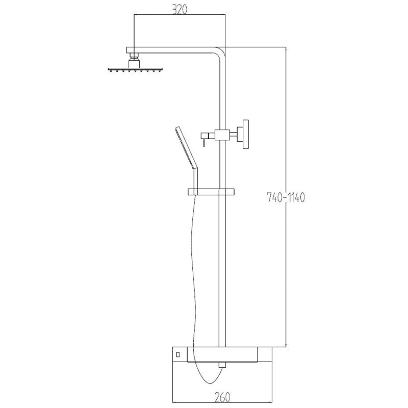 Tailored Bathrooms Plumb Essential Square Thermostatic Overhead Shower Kit with Head & Adjustable Rail (Chrome) - Brand New Bathrooms