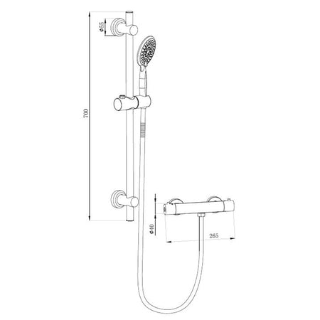 Tailored Bathrooms Snowdon Cool Touch Bar Valve & Riser Kit (Chrome) - Brand New Bathrooms