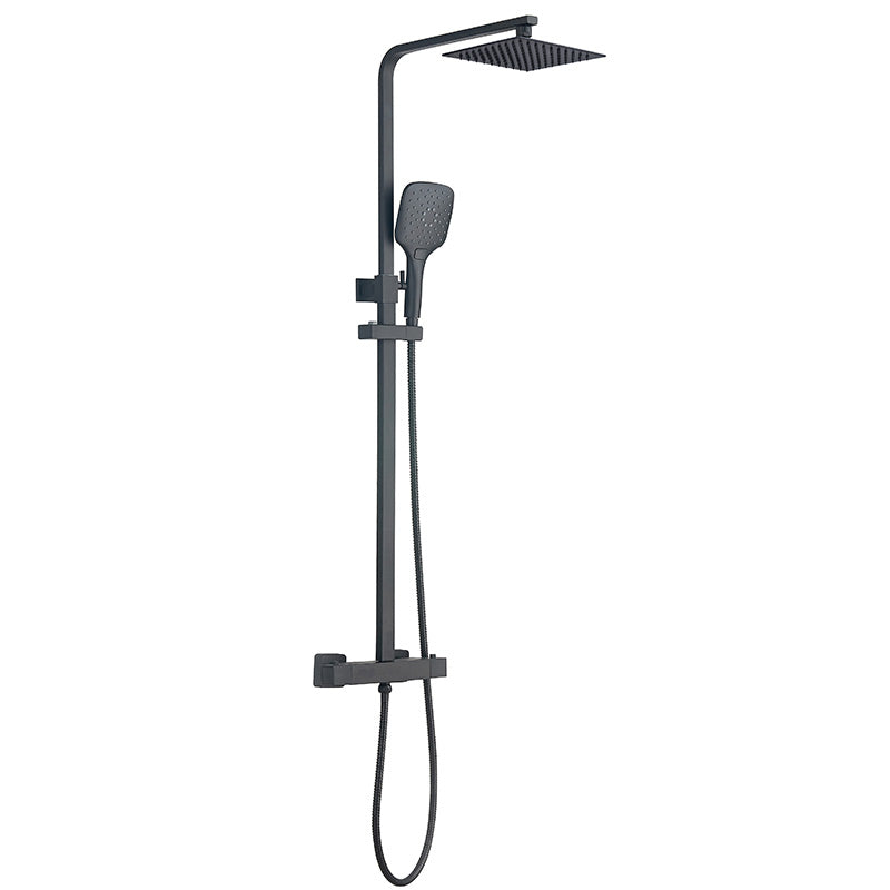 Tailored Bathrooms Menai Premium Thermostatic Overhead Shower Kit (2 styles, Black) - Brand New Bathrooms