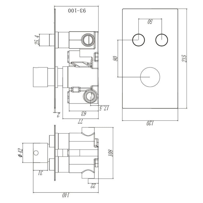 Tailored Bathrooms Twin Push Button Concealed Overhead Shower Kit (2 styles, Chrome) - Brand New Bathrooms