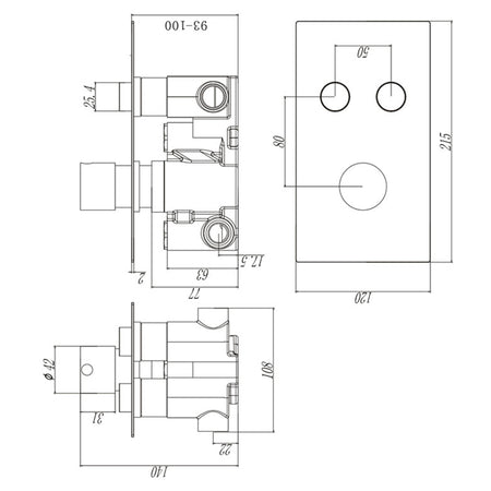 Tailored Bathrooms Twin Push Button Concealed Overhead Shower Kit (2 styles, Chrome) - Brand New Bathrooms