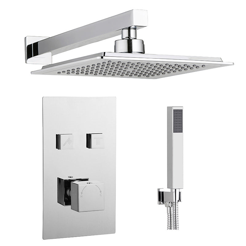 Tailored Bathrooms Twin Push Button Concealed Overhead Shower Kit (2 styles, Chrome) - Brand New Bathrooms