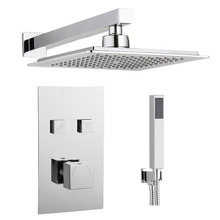 Tailored Bathrooms Twin Push Button Concealed Overhead Shower Kit (2 styles, Chrome) - Brand New Bathrooms