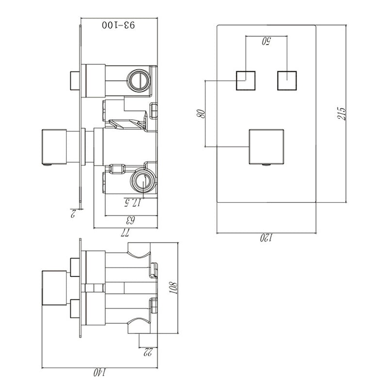 Tailored Bathrooms Twin Push Button Concealed Overhead Shower Kit (2 styles, Chrome) - Brand New Bathrooms