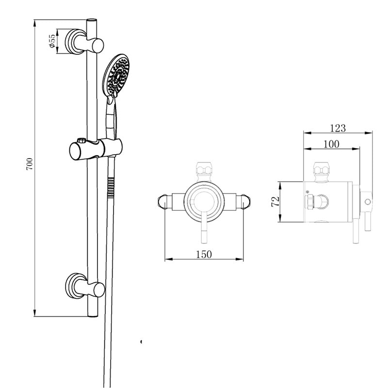 Tailored Bathrooms Conwy Concentric Dual Control Shower Kit (Chrome) - Brand New Bathrooms