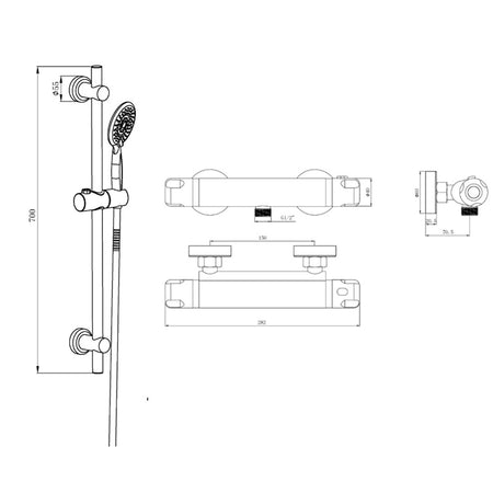 Tailored Bathrooms Bala Low Pressure High-Flow Riser Shower Kit (Chrome) - Brand New Bathrooms