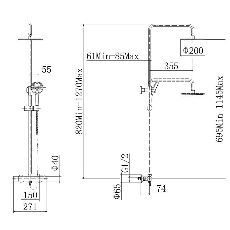 Tailored Bathrooms Plumb Essential Round Overhead Thermostatic Shower Kit (Chrome) - Brand New Bathrooms