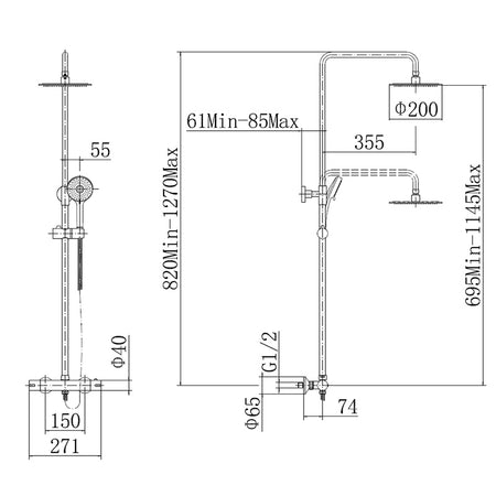 Tailored Bathrooms Plumb Essential Round Overhead Thermostatic Shower Kit (Chrome) - Brand New Bathrooms