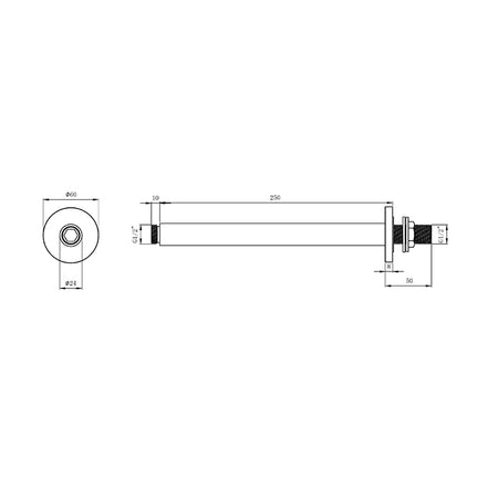Tailored Bathrooms Shower Ceiling Outlet Arm (2 styles, Black) - Brand New Bathrooms