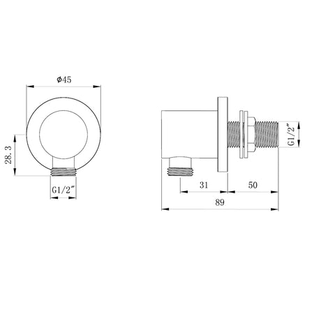 Tailored Bathrooms Shower Wall Outlet Elbow (2 styles, Black) - Brand New Bathrooms