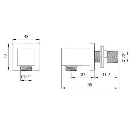 Tailored Bathrooms Shower Wall Outlet Elbow (2 styles, Black) - Brand New Bathrooms