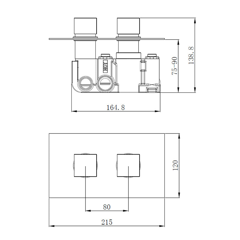 Tailored Bathrooms Concealed 2 Handle 2 Way Thermostatic Shower Valve (2 styles, Black) - Brand New Bathrooms