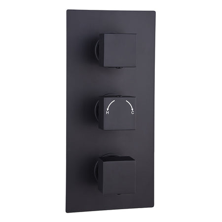 Tailored Bathrooms Orca Concealed 3 Handle 2 Way Thermostatic Shower Valve (2 styles, Black) - Brand New Bathrooms