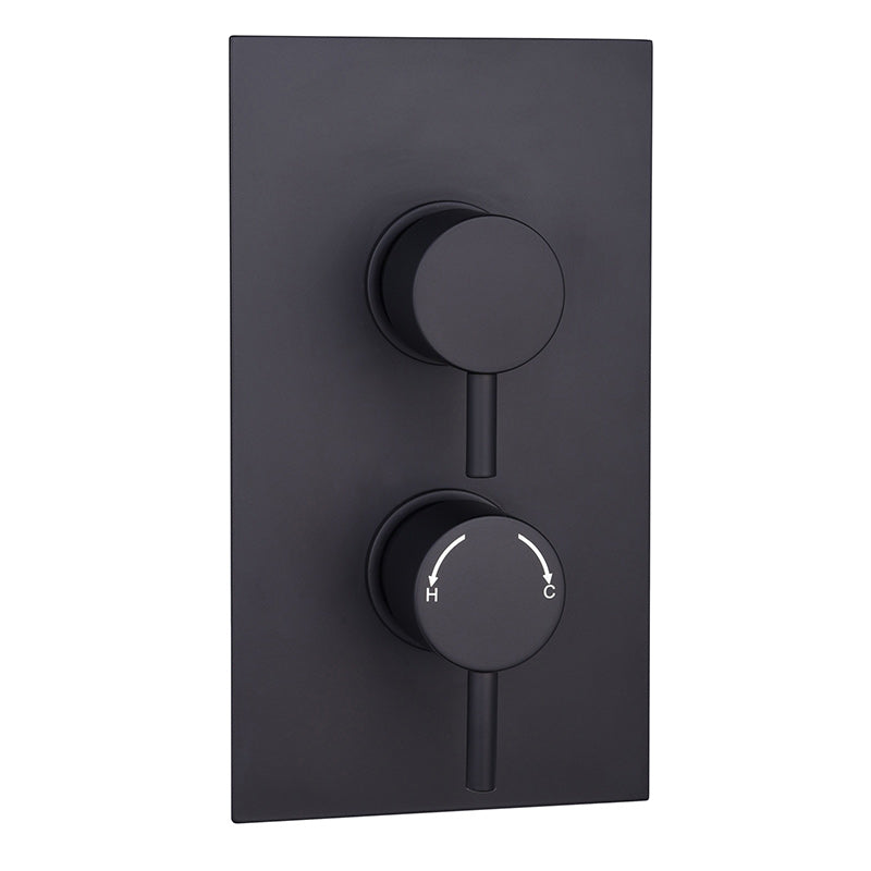 Tailored Bathrooms Concealed 2 Handle 2 Way Thermostatic Shower Valve (2 styles, Black) - Brand New Bathrooms