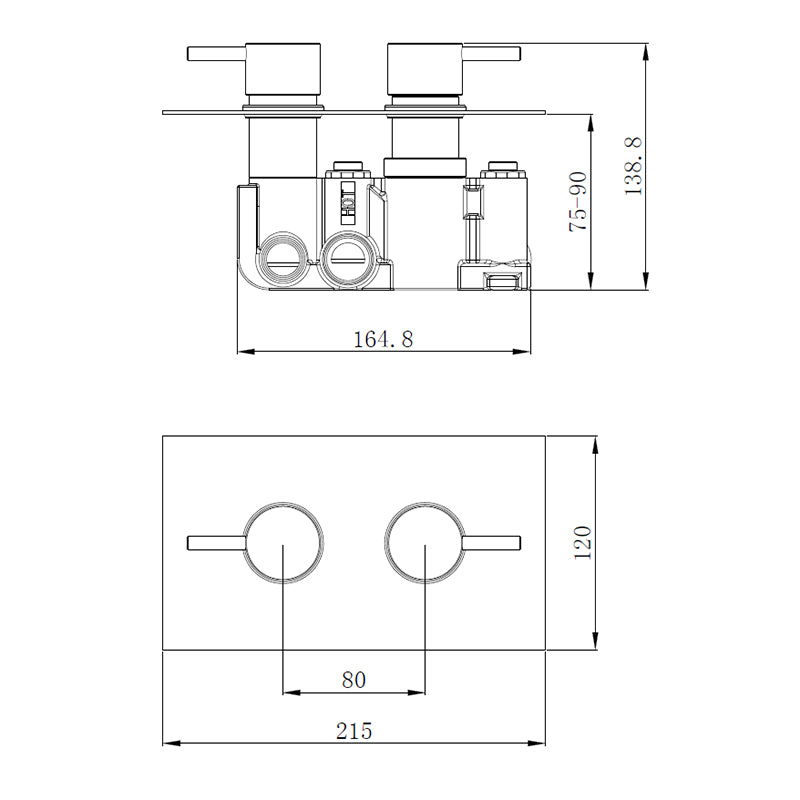 Tailored Bathrooms Concealed 2 Handle 2 Way Thermostatic Shower Valve (2 styles, Black) - Brand New Bathrooms