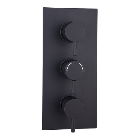 Tailored Bathrooms Orca Concealed 3 Handle 2 Way Thermostatic Shower Valve (2 styles, Black) - Brand New Bathrooms