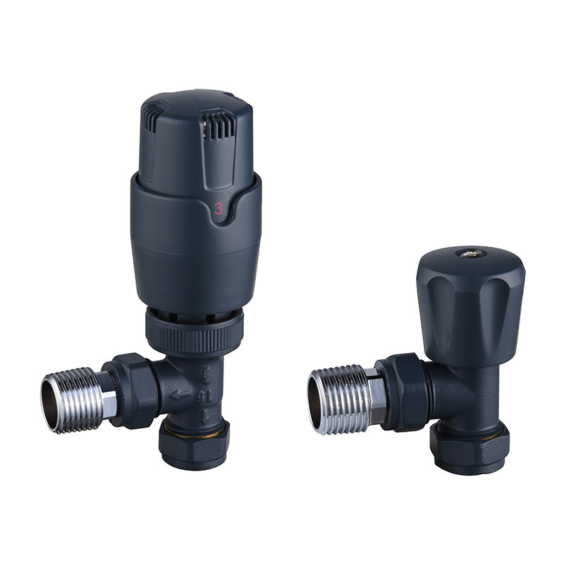 Tailored Bathrooms Thermostatic Controlled Brass Radiator Valves (2 Styles, Anthracite) - Brand New Bathrooms
