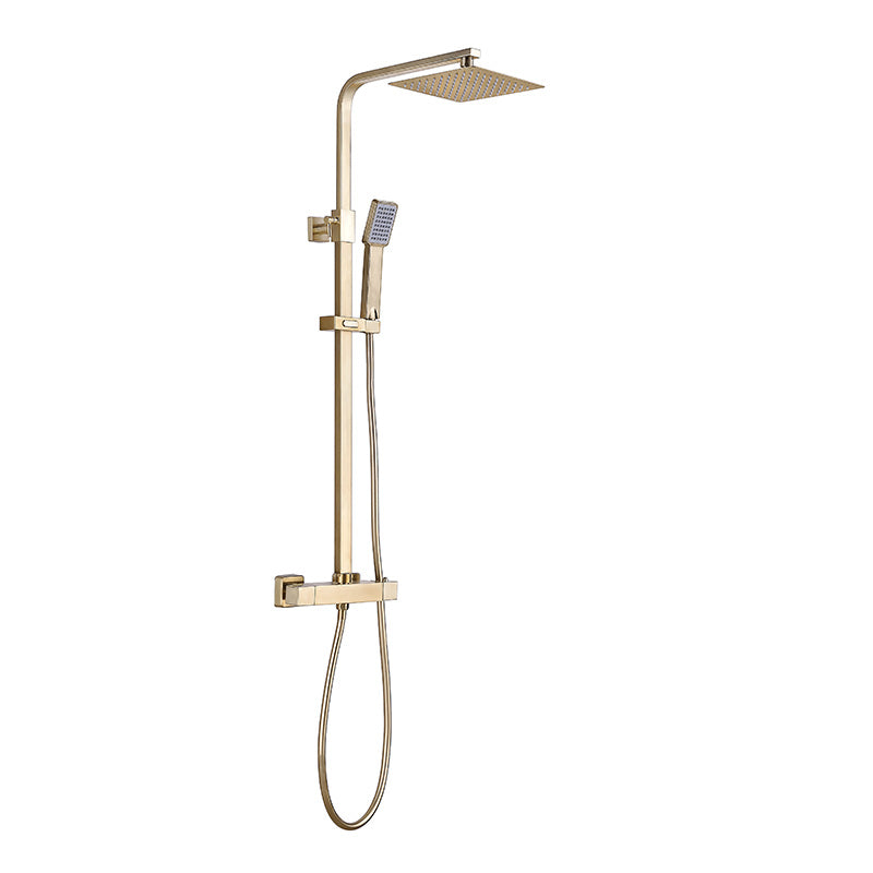 Tailored Bathrooms Plumb Essentials Square Thermostatic Overhead Shower Kit (Brushed Brass) - Brand New Bathrooms