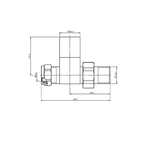 Tailored Bathrooms Cubic Square Radiator Valves (2 styles, Brushed Brass) - Brand New Bathrooms