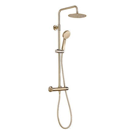 Tailored Bathrooms Plumb Essentials Round Overhead Thermostatic Shower Kit (Brushed Brass) - Brand New Bathrooms