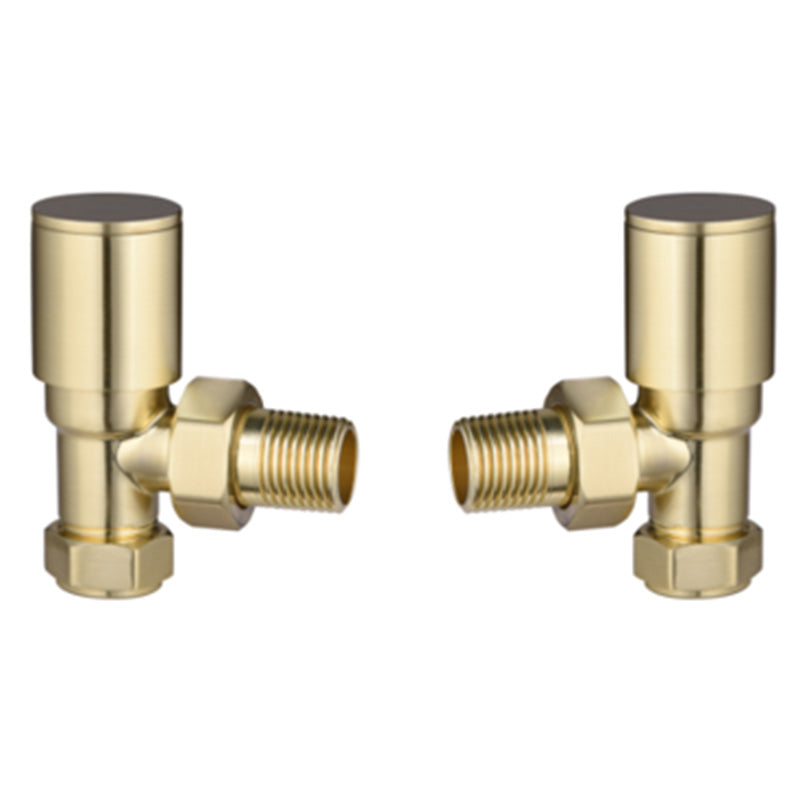 Tailored Bathrooms Modern Round Radiator Valves (2 styles, Brushed Brass) - Brand New Bathrooms