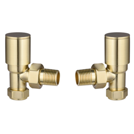 Tailored Bathrooms Modern Round Radiator Valves (2 styles, Brushed Brass) - Brand New Bathrooms