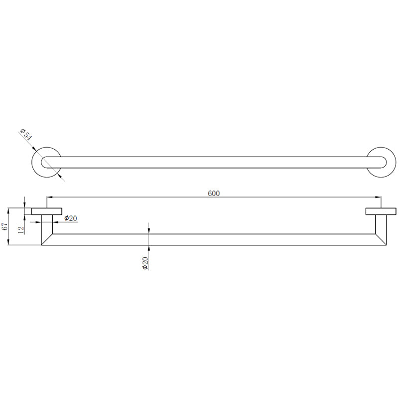 Tailored Bathrooms Melbourne Round Single Towel Bar (1 size, 3 colours) - Brand New Bathrooms