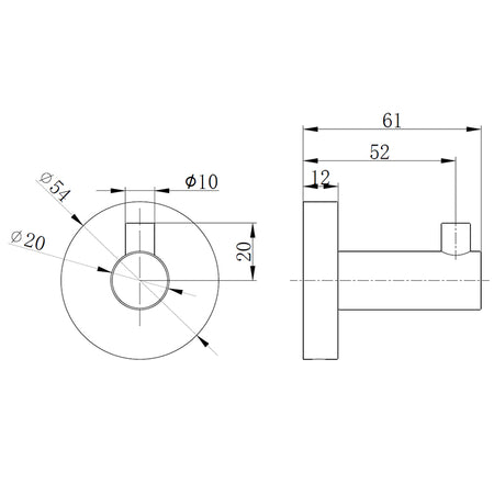 Tailored Bathrooms Melbourne Round Robe Hook (3 colours) - Brand New Bathrooms