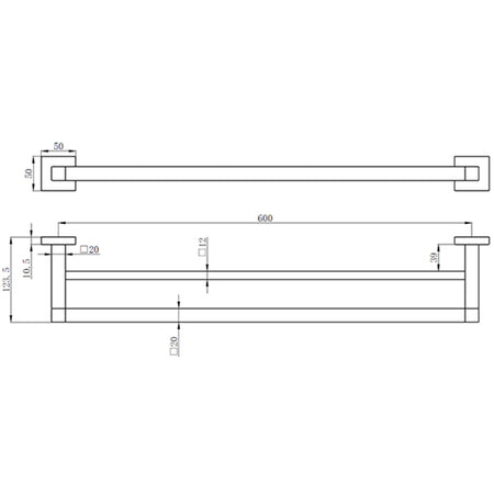Tailored Bathrooms Sydney Square Double Towel Rail (1 size, 3 colours) - Brand New Bathrooms