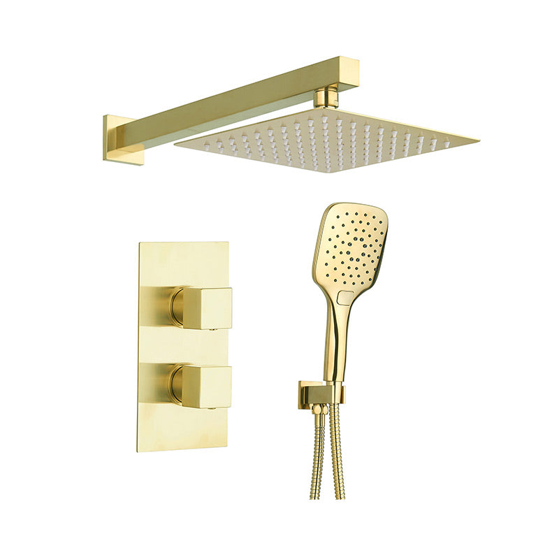 Tailored Bathrooms 2 Handle 2 Way Concealed Thermostatic Shower Kit (2 styles, Brushed Brass) - Brand New Bathrooms