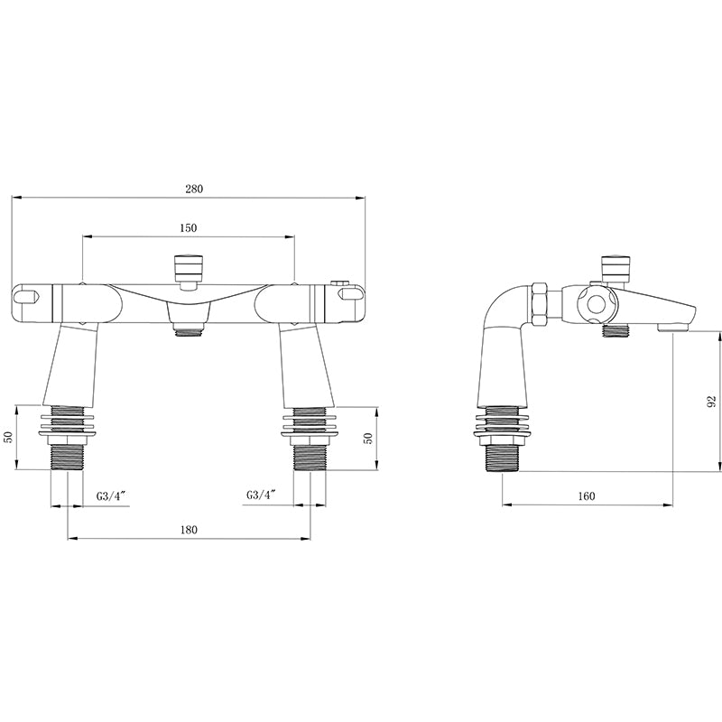 Tailored Bathrooms Low Pressure High Flow Thermostatic Bath Filler w/ Bath Legs (Chrome) - Brand New Bathrooms