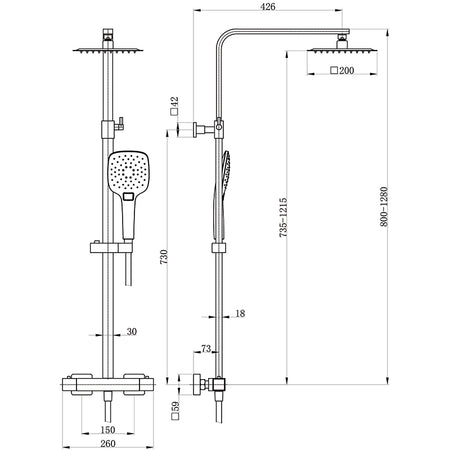 Tailored Bathrooms Menai Premium Square Overhead Shower Kit (2 styles, 2 colours) - Brand New Bathrooms