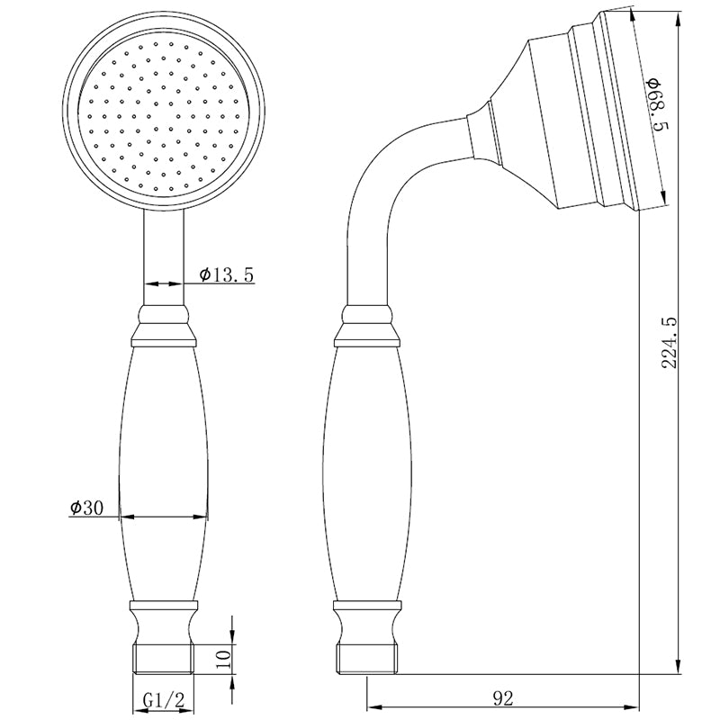 Tailored Bathrooms Beaumaris Modern Traditional Shower Handset (3 colours) - Brand New Bathrooms