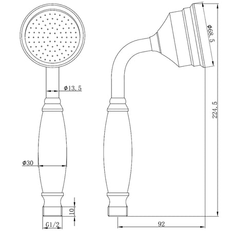 Tailored Bathrooms Beaumaris Modern Traditional Shower Handset (3 colours) - Brand New Bathrooms