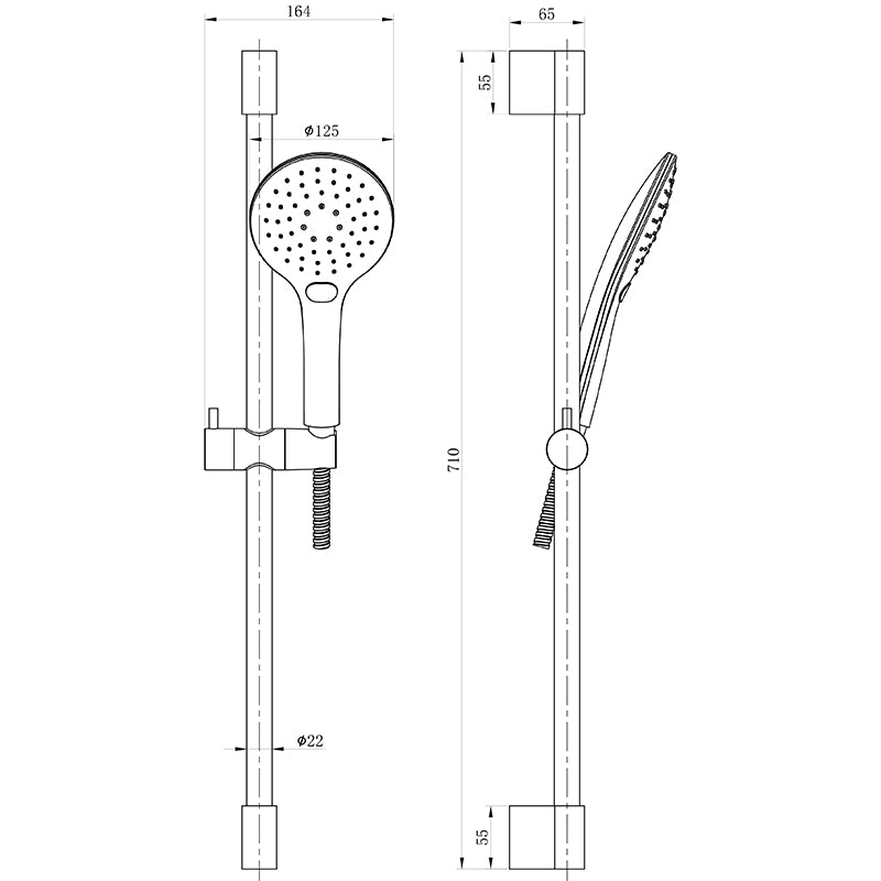 Tailored Bathrooms 3 Mode Round Shower Riser Kit (3 colours) - Brand New Bathrooms