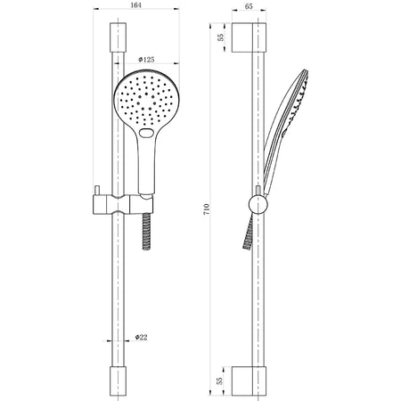 Tailored Bathrooms 3 Mode Round Shower Riser Kit (3 colours) - Brand New Bathrooms