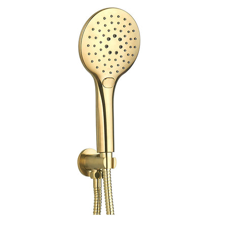 Tailored Bathrooms Shower Wall Outlet Elbow w. Bracket, Hose & Handset (2 styles, Brushed Brass) - Brand New Bathrooms