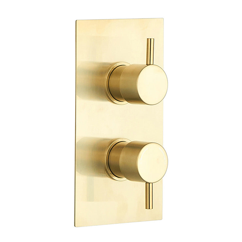 Tailored Bathrooms Concealed 2 Handle 2 Way Thermostatic Shower Valve (2 styles, Brushed Brass) - Brand New Bathrooms