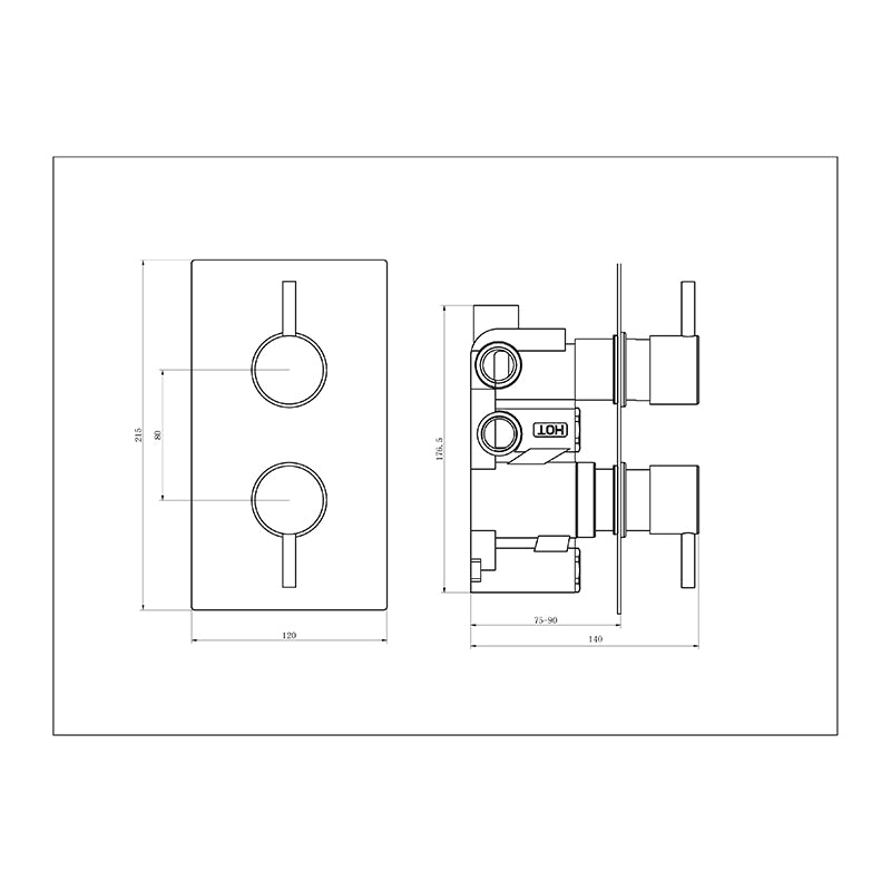 Tailored Bathrooms Concealed 2 Handle 2 Way Thermostatic Shower Valve (2 styles, Brushed Brass) - Brand New Bathrooms