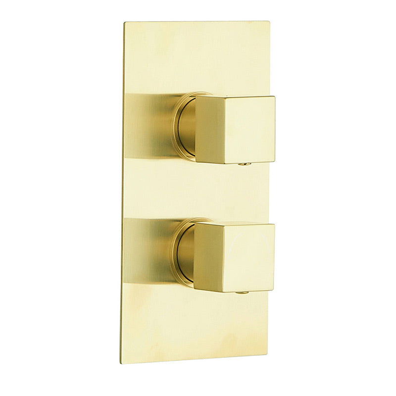 Tailored Bathrooms Concealed 2 Handle 2 Way Thermostatic Shower Valve (2 styles, Brushed Brass) - Brand New Bathrooms