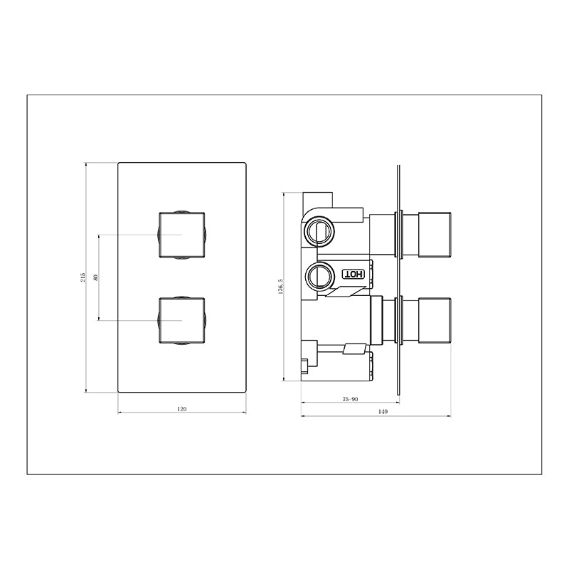 Tailored Bathrooms Concealed 2 Handle 2 Way Thermostatic Shower Valve (2 styles, Brushed Brass) - Brand New Bathrooms