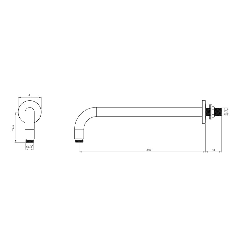 Tailored Bathrooms Shower Wall Outlet Arm (2 styles, Brushed Brass) - Brand New Bathrooms