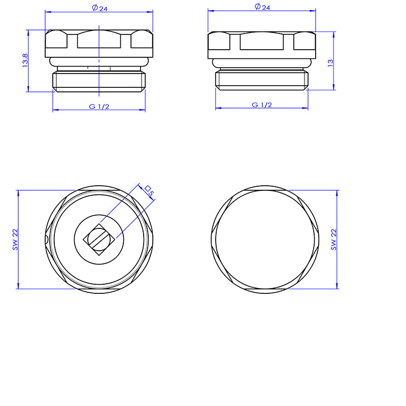 Tailored Bathrooms Radiator Bleed Valve and Blanking Plug Pack (4 colours) - Brand New Bathrooms