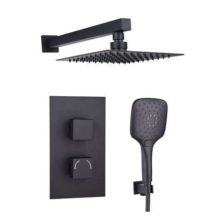 Tailored Bathrooms 2 Handle 2 Way Concealed Thermostatic Shower Kit (2 styles, Black) - Brand New Bathrooms