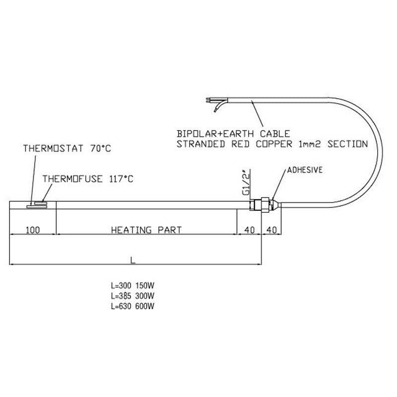 Tailored Bathrooms Dual Fuel Heating Element (150, 300, 600 Watts, Chrome) - Brand New Bathrooms