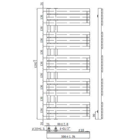 Tailored Bathrooms Wellington Designer Offset Towel Radiator (2 sizes, 2 colours) - Brand New Bathrooms