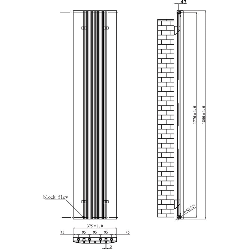 Tailored Bathrooms Taupo Aluminium Radiator (1 size, 2 colours) - Brand New Bathrooms