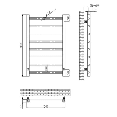 Tailored Bathrooms Sanson Ladder Towel Rail (2 sizes, Brushed Brass) - Brand New Bathrooms