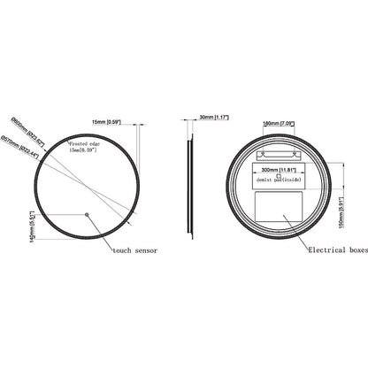 Tailored Bathrooms Lily Slimline LED Round Touch Mirror w. Demist & Colour Change (3 sizes) - Brand New Bathrooms