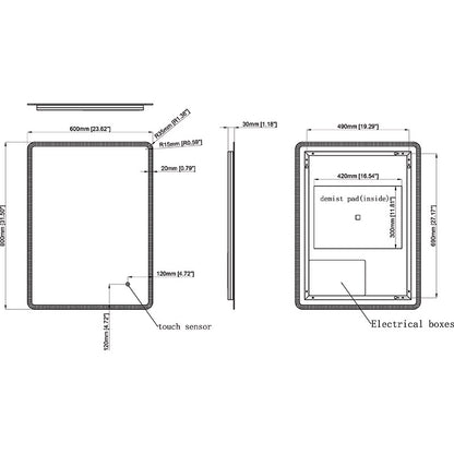 Tailored Bathrooms Angus Slimline LED Touch Mirror w. Demist (2 sizes) - Brand New Bathrooms